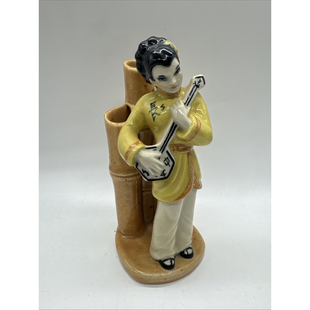 Betty Harrington-Ceramic Arts Studio Asian Figurine Bamboo Vase 7"